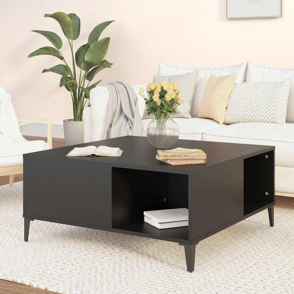 Coffee Table Black 80 X 80 X 36.5 Cm Engineered Wood