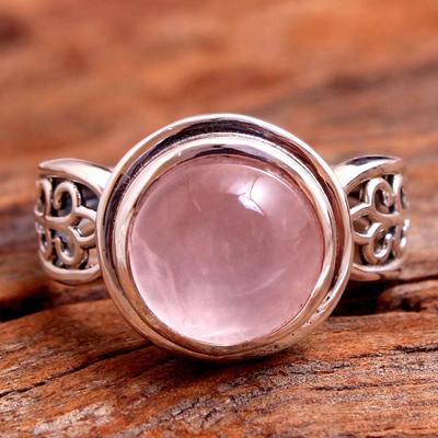 Anello di dichiarazione di gioielli fatti a mano in argento sterling massiccio 925 con pietra preziosa di quarzo rosa Anello unisex