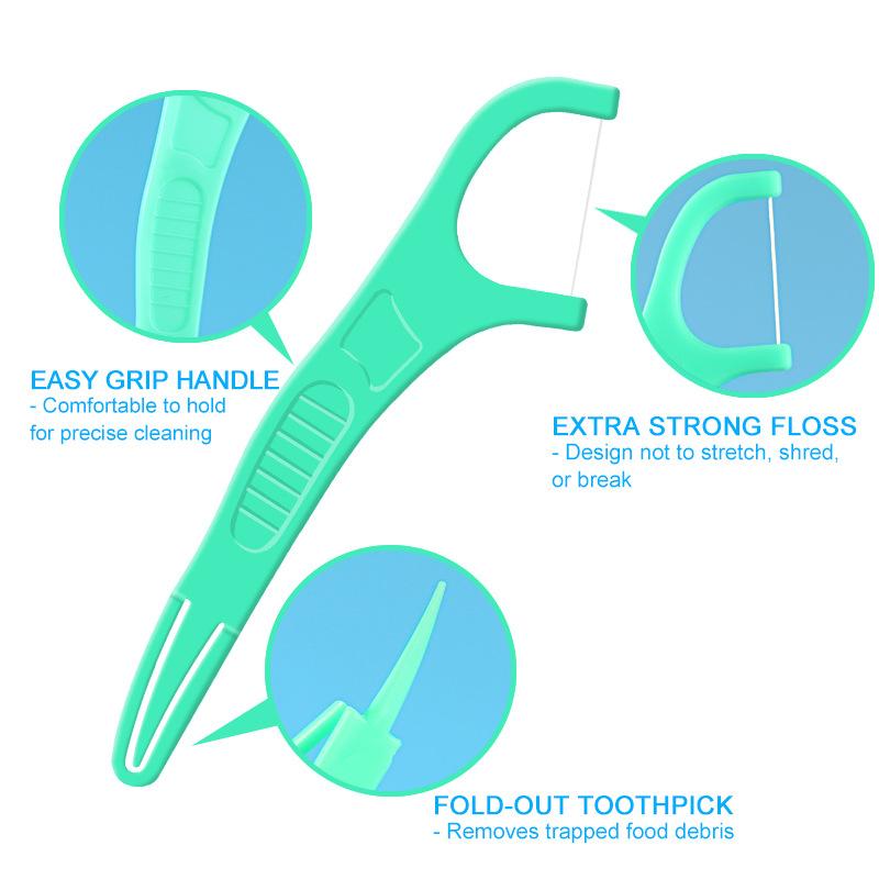 Dual-purpose Mint-flavoured Disposable Dental Floss Sticks