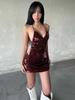 2026 Cross-Border Women's Sexy Spaghetti Strap Sequin Bodycon Backless Dress