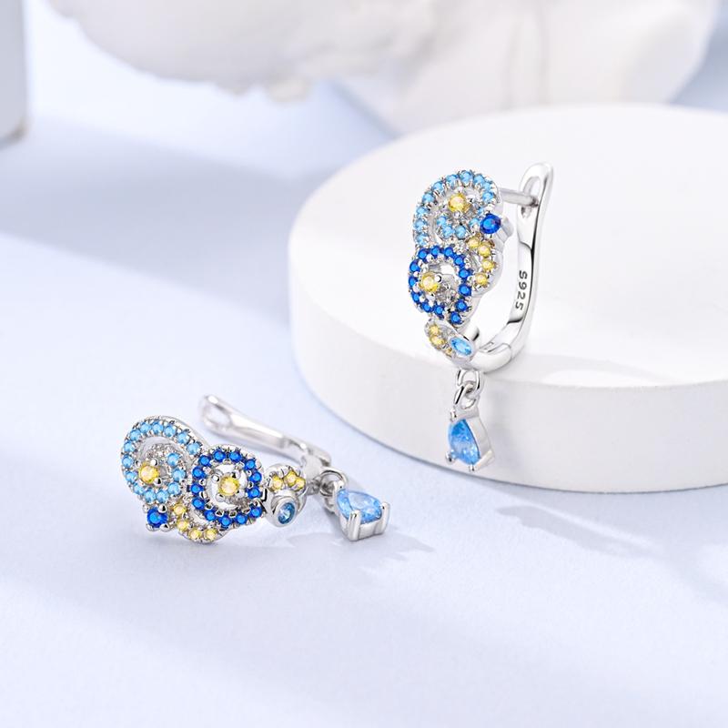 925 Silver Earrings Starry Pearl Devil Eye Simple Drop Stud Hoop Earrings for Women Girl Fashion Jewery Accessories