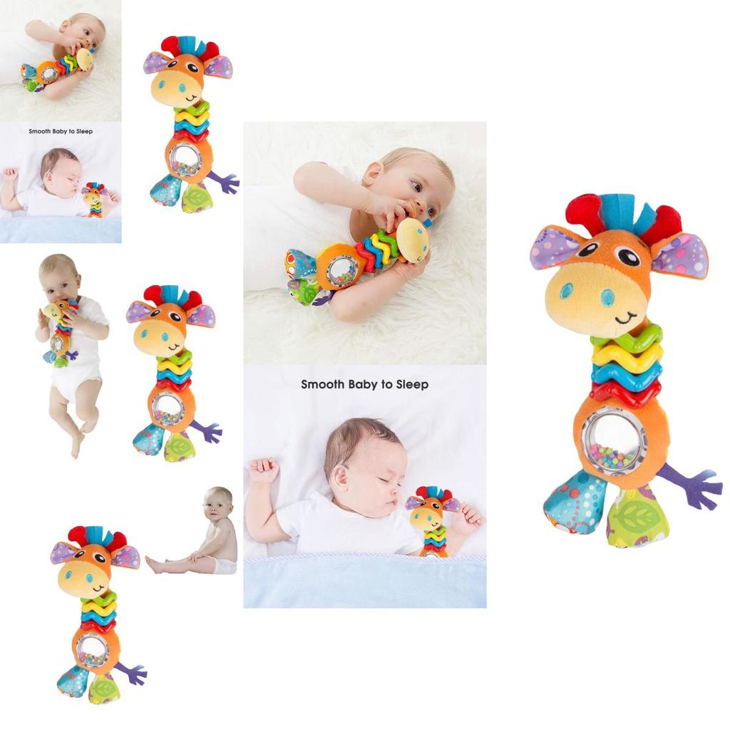 Mummabubba Soft Plush Giraffe Rattle Bell Teether Toy For Babies