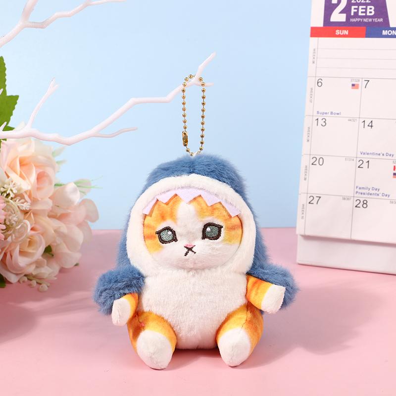 

Милая плюшевая кукла-акула, жареная кошка, кукла, красивая комнатная сумка, украшение, подвеска, праздничный подарок синий