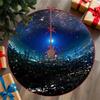 2D Flat, 2D Flat, 1pc, Sparkling Starry Night Shining Star Illuminating Dreamy Interstellar Cityscape Christmas Tree Skirt, 2D Flat Printing, Suitable