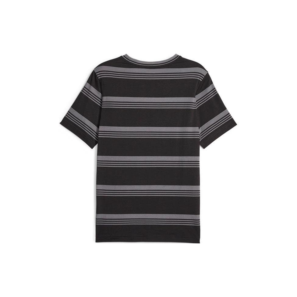 Puma Striped Loose Casual Sport Breathable Comfortable Round Neck Short Sleeve Drop Shoulder T-Shirt Men Tops Black 680272-01