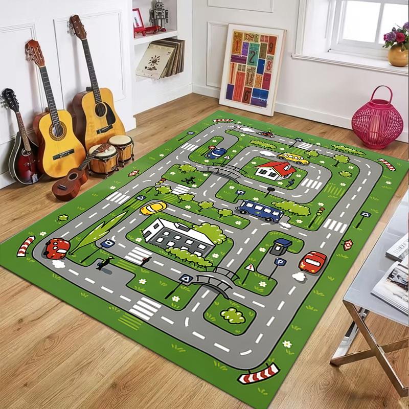

Kids Area Rug Cartoon Park Map Carpet Soft Non-Slip Washable Floormat Interactive Themed Play Mat for Toddler Playroom & Nursery 40x60cm
