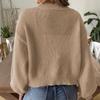 Women's Solid Color Knitted Sweater With Sleeves,casual Sweater Jacket
