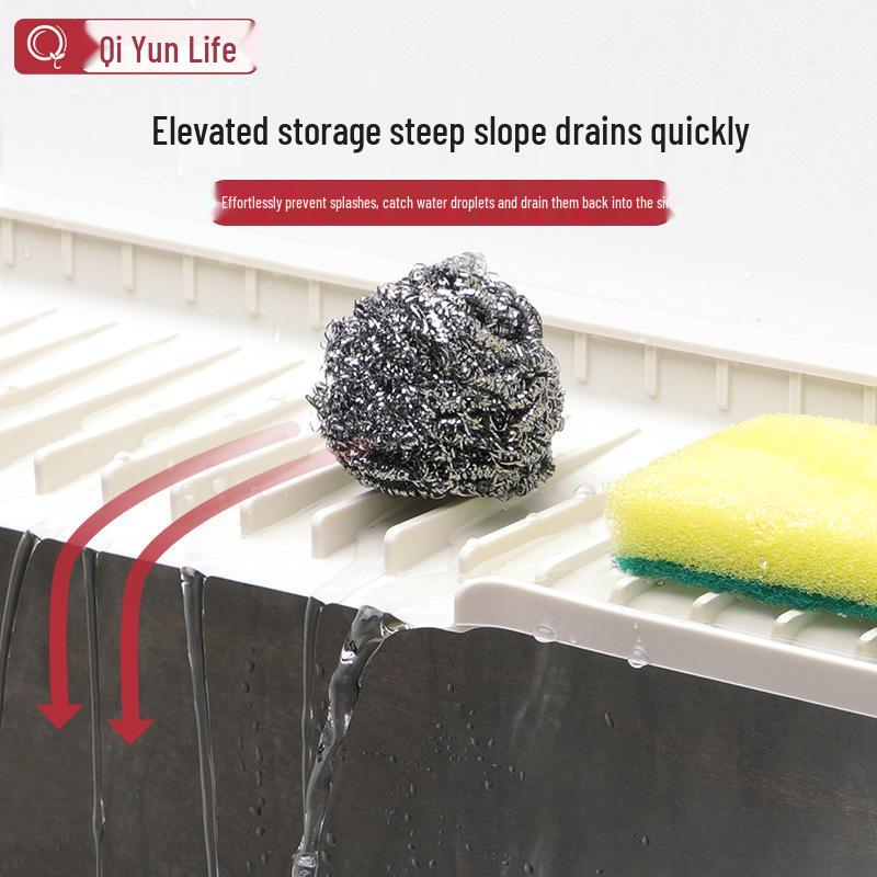 Silicone Draining Mat for Narrow-Edge Sink & Faucet Splash Guard