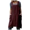 Apron For Baking Cooking And Gardening Cross Back Linen Women With 2 Pockets