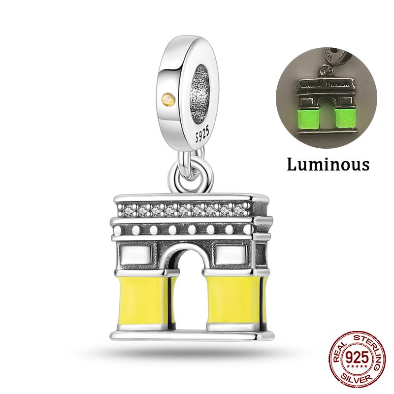 Copper Famous Attractions Eiffel Tower Church Luminous Charms Pendants Fit Qikaola Original Bracelets Diy Jewelry