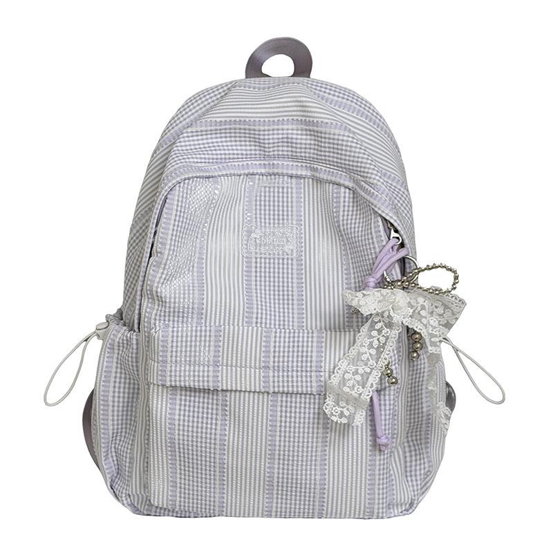Schoolbag Japanese small fresh plaid schoolbag female college student simple girl backpack high value junior high school student campus backpack