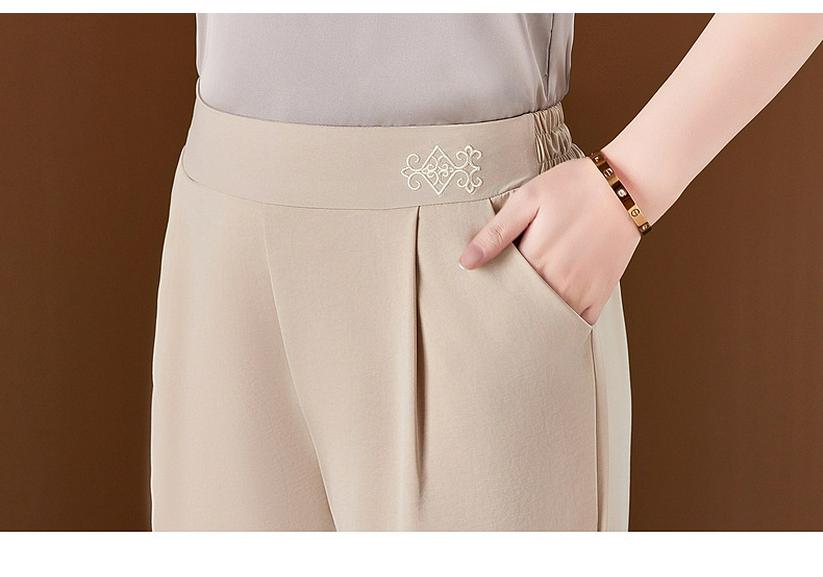 2026 Ice Silk Summer Pants: Lightweight, Versatile, Straight-Leg, Nine-Tenths Length for Middle-Aged and Elderly Women