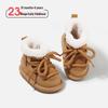 Korean Style Unisex 2025 Winter Baby Cotton Lace-up Snow Boots with Velvet Lining