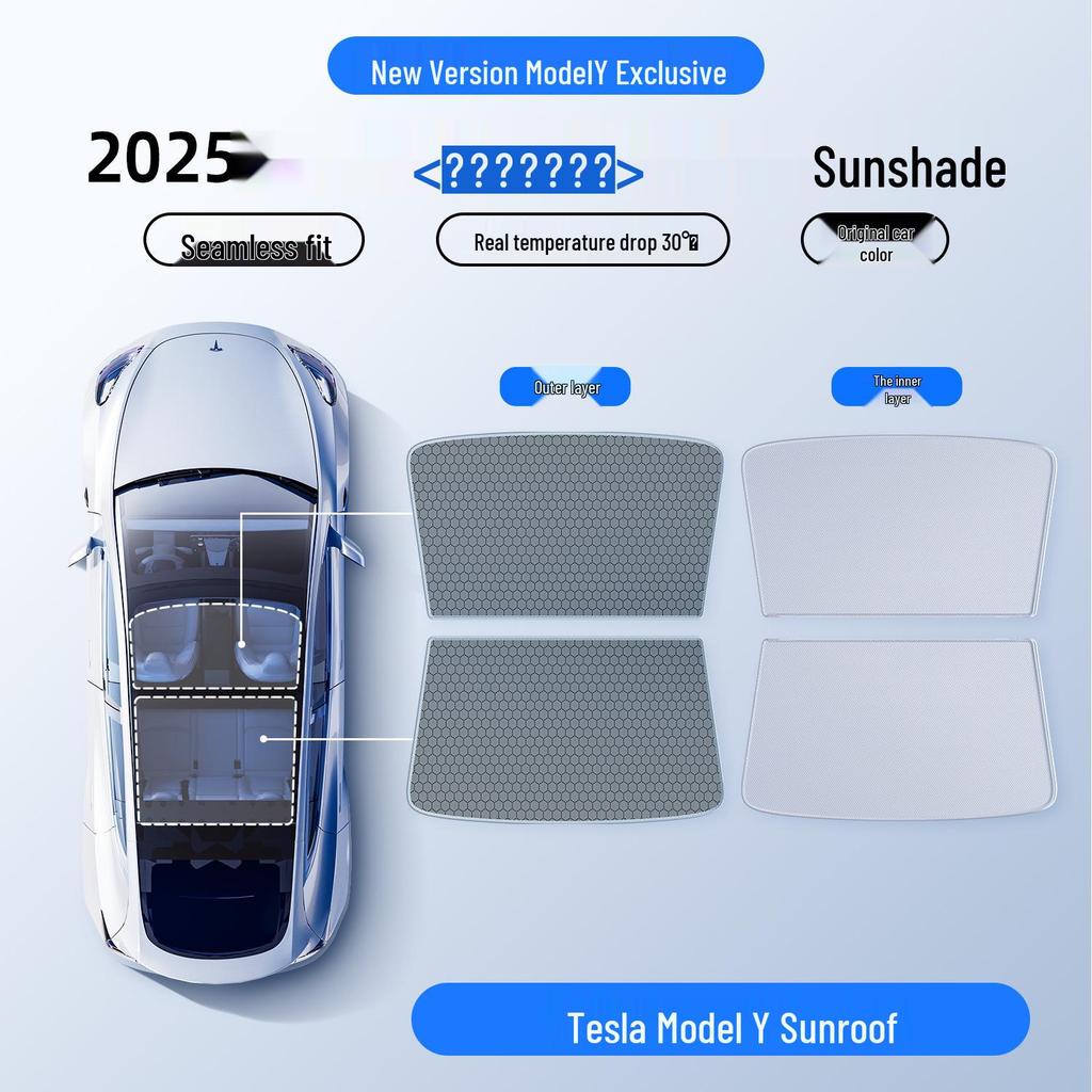 Tesla Model Y/3 Sunroof and Windshield Sunshade: Heat Insulation Accessory