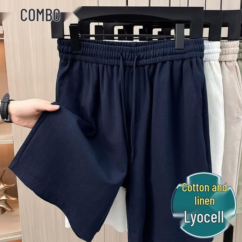 Men s Tencel Linen Blend Casual Shorts 3XL