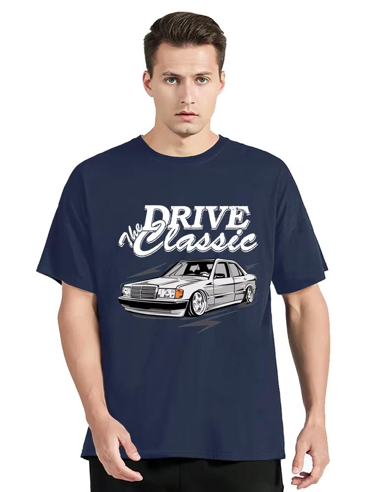 

Потрясающая футболка W201 Drive The Classic Car 190E с графическим принтом винтажных автомобилей, футболки, мужская одежда, хлопковая футболка, повседневная футболка XXXL