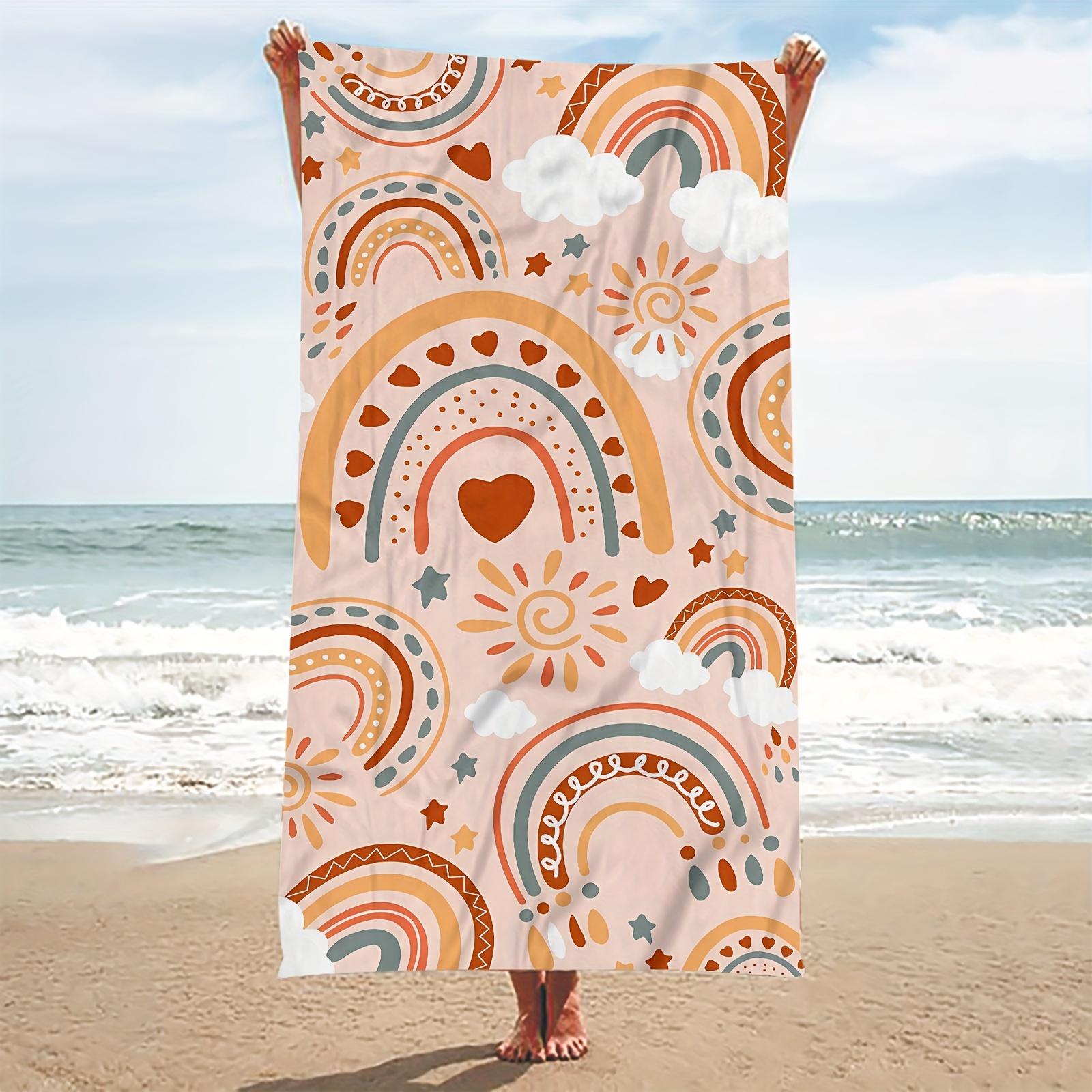 

Rainbow Sun Anti-Sand Beach Towel, Ultra Absorbent Lightweight Quick-Dry for Camping Outdoor Parties W40*H60(CM)