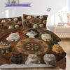 Kätzchenmuster Bettwäsche Steppdecke Set Bettbezug Kissenbezug Heimdekoration Geburtstagsgeschenk (1 Bettbezug + 2 Kissenbezüge, ohne Füllung)