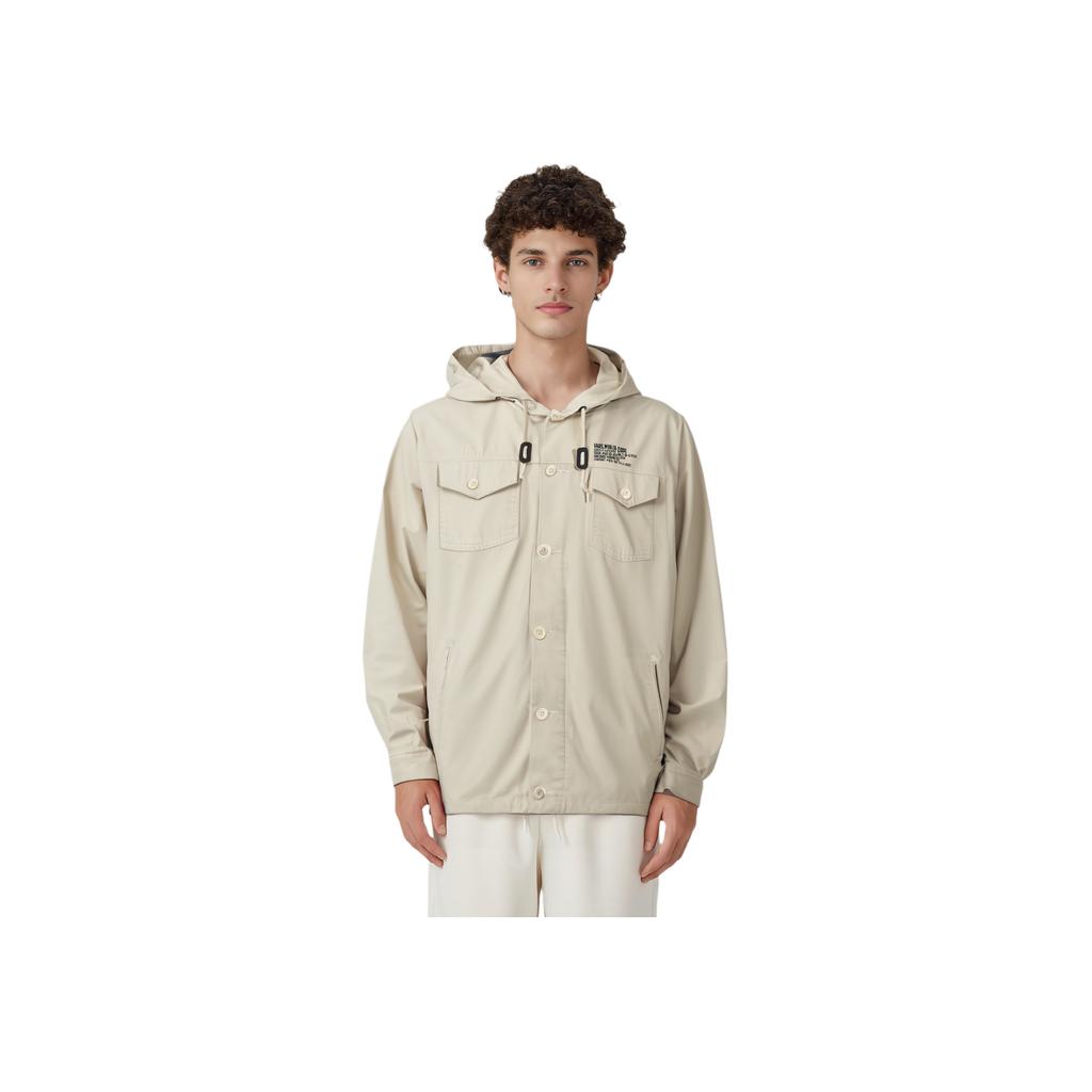 Vans Chaqueta Casual Larga con Capucha y Cremallera Estampado de Alfabeto Hombre Chaquetas Beige VNOA36JL2N1