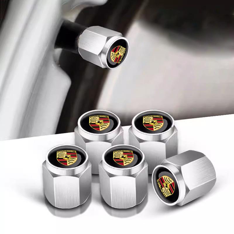5 Stück Auto Rad Reifen Ventilkappe Reifenventil Schaftabdeckung für Porsche 911 Cayenne Carrera-GT 928 Panamera Boxster Macan 918 Auto Zubehör