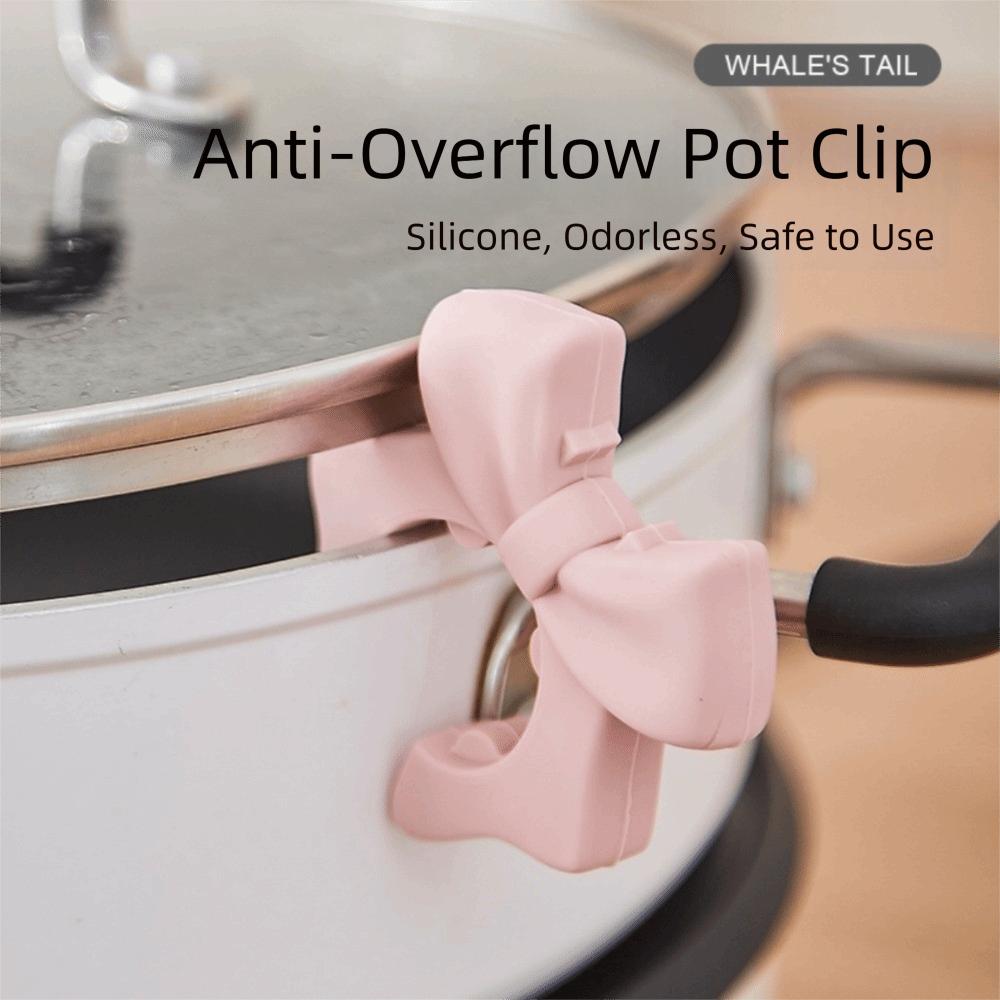 Bow-knot Silicone Spoon Holder Silicone Construction Pan Clip Rack Convenient Spoon Rest  Cooking