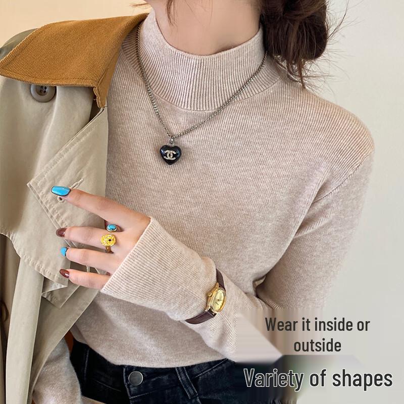 Xueximan Women's Autumn/Winter Semi-High Neck Slim-Fit Knit Top