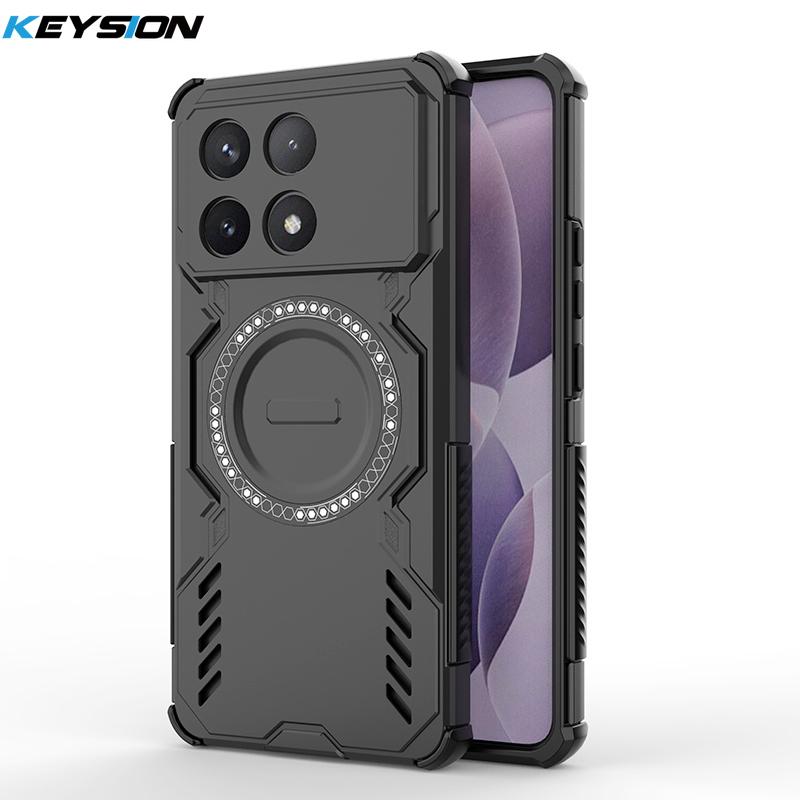 

KEYSION Hollow Heat Dissipation Case for POCO F6 Pro Hard PC Magnetic Cooling Shockproof Phone Cover for Xiaomi POCO X6 Pro 5G for POCO F6 Pro чорний