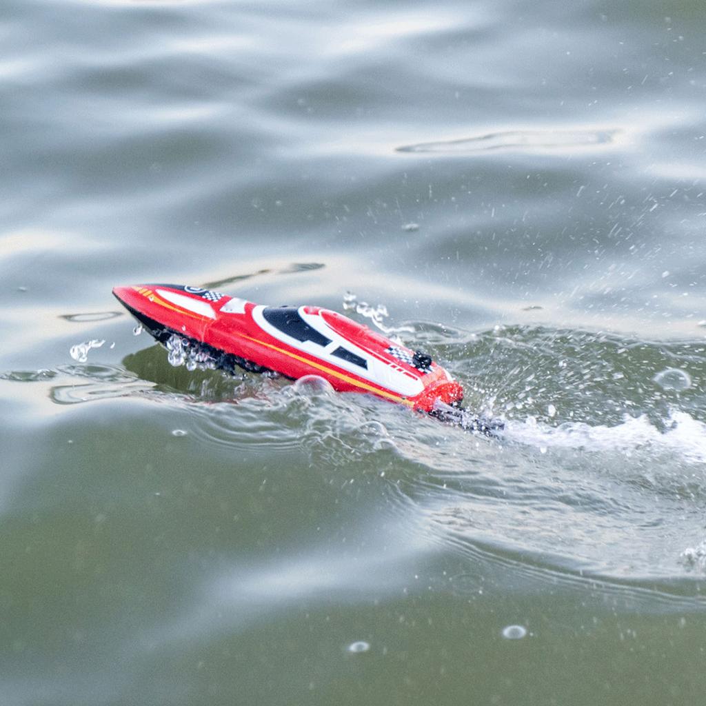 RC Boat Remote Control Speedboat with Brush Motor Low Battery Alarm Capsize Recovery Stunt Rolling Long Runtime