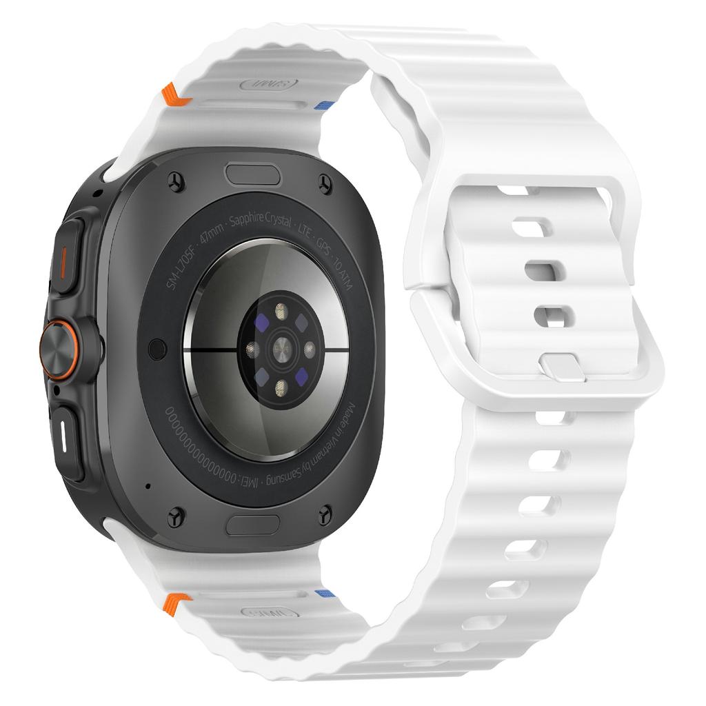 For Samsung Galaxy Watch Ultra 2 49mm/Watch Ultra 47mm Watch Band Wave Pattern Stitched Design Silicone Wrist Strap