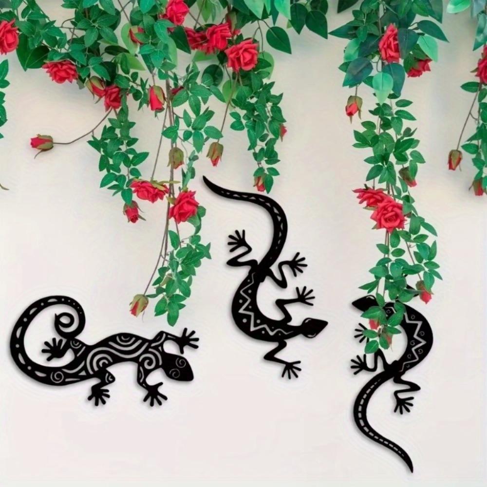 Metal Gecko 3D Wall Art Lizard Silhouette Home Decor Bedroom Living Room