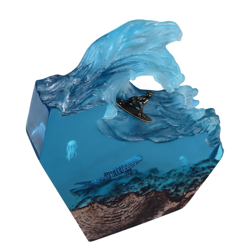 Desktop Sea Wave Decoration Delicate Resin Lamp Night Light for Bedroom Office Birthday Anniversary