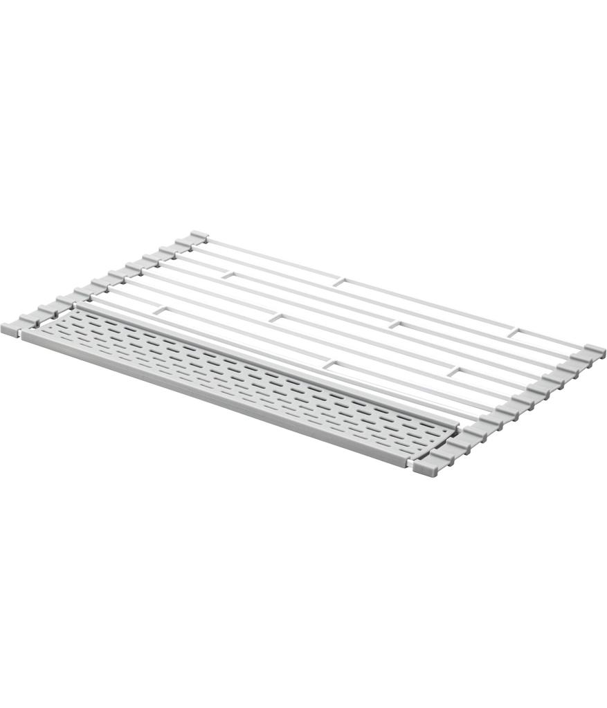 Yamazaki Foldable Dish Drainer with Silicone Size W42 x D26 x Includes a tray for draining small foldable and Tray, S, White, Approx. H0.8cm, items,