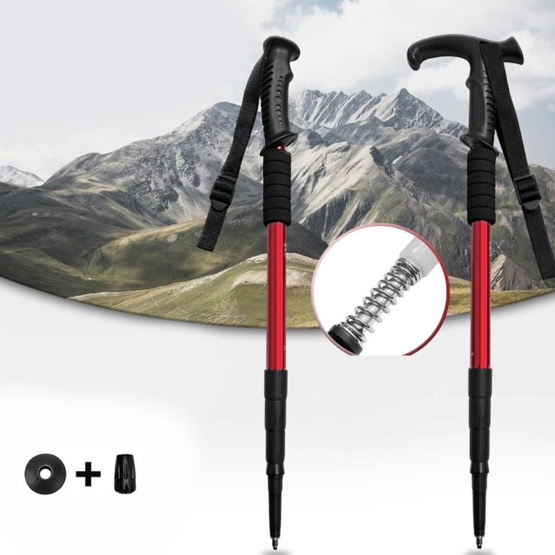 Regulable Aluminum Hiking Stick Portables Ergonomic Bents Handle Trekking Poles for Hiking and Outdoor