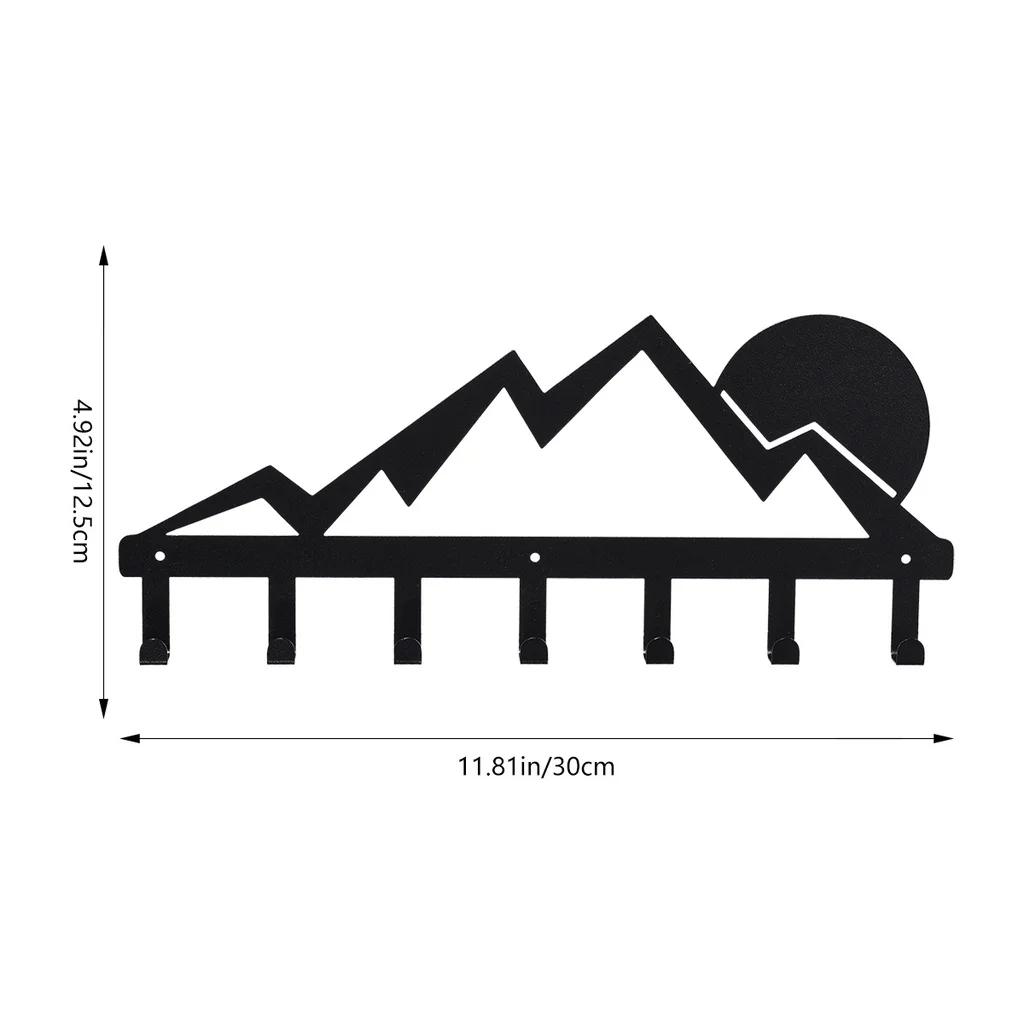 

1 шт. Держатель для ключей Mountain Metal - 7 крючков с изображением заката | Декоративные крючки и органайзер из черного железа для настенного монтажа M бронзовый