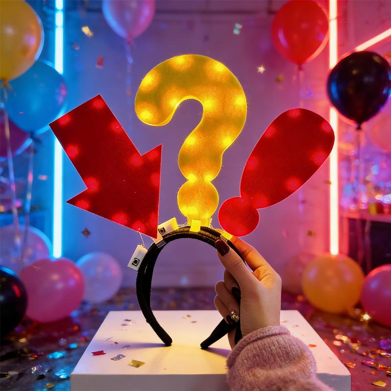 2026 Lustiges leuchtendes Haarband - Einzigartiges Pfeil-/Fragezeichen-Design, Perfekt für Weihnachten, Batteriebetriebene Partygeschenke für Mädchen