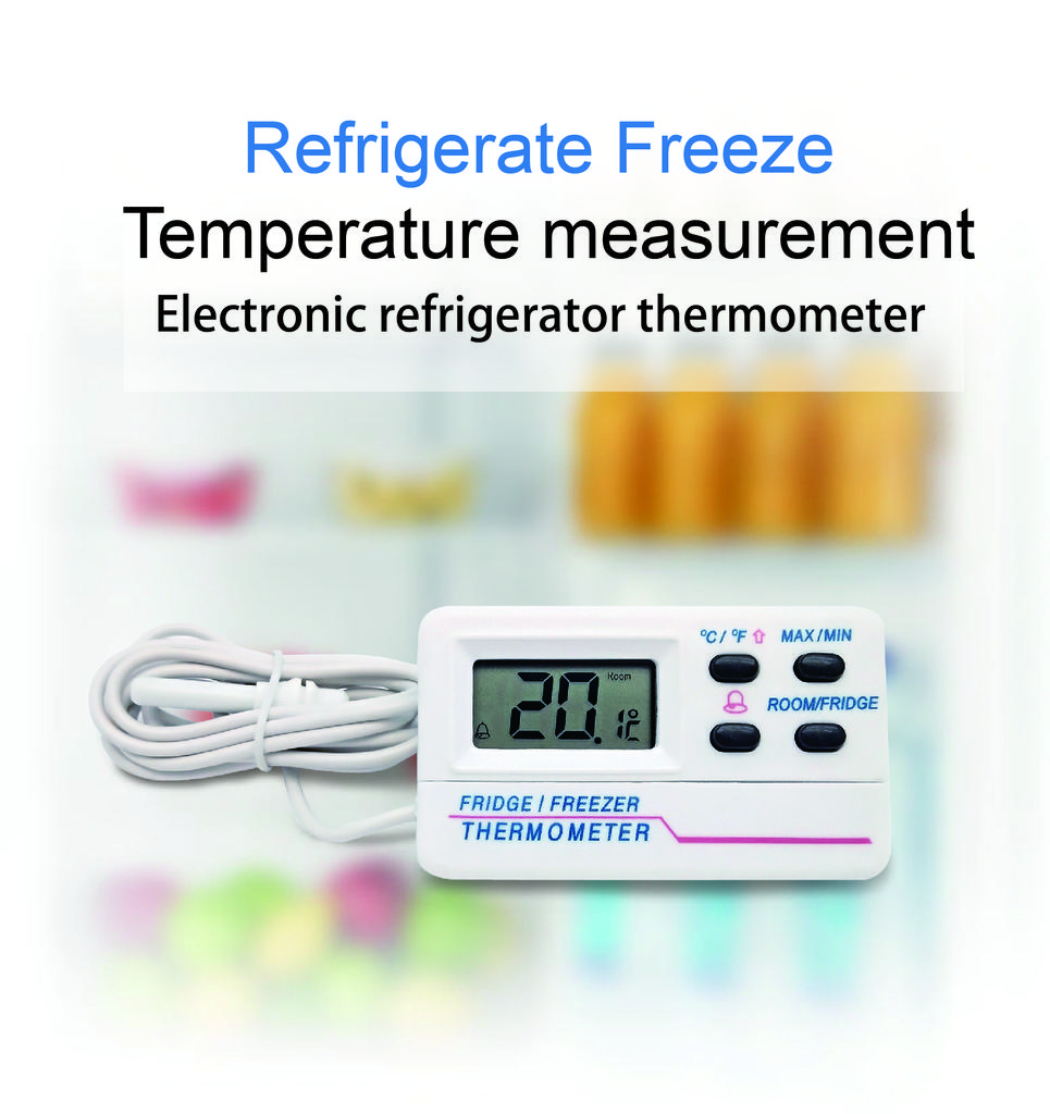 Thermometer Digital Refrigerator, Freezer, Freezer Magnetic Thermometer with Alarm Clock