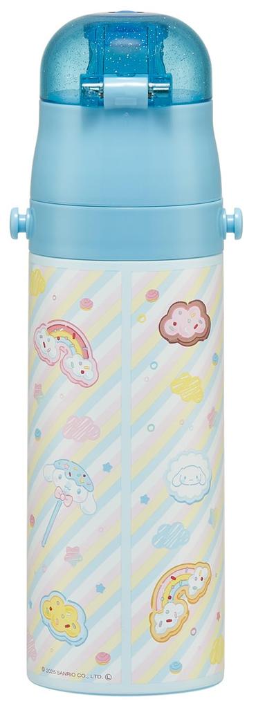 Skater Water 470ml or 430ml Sanrio Cinnamoroll Fancy Snacks Stainless Sports Children's Bottle, 2-Way, (Direct Drinking) (Cup Drinking), & Sweets,