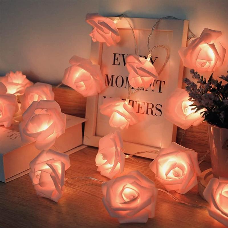 1.5m 10leds Rose Flower String Lights Battery-powered Light for Bedroom Living Room Table Valentine's Day Romantic Atmosphere