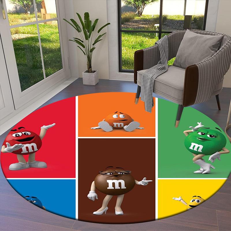 M&M's Round Area Rug,Carpet Rug for Living Room Bedroom Sofa Playroom Decor,Non-slip Floor Mat
