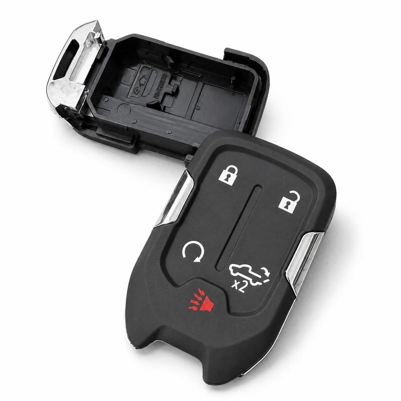 5 Button Key Fob Shell Replacement with Emergency Key Blade for Chevy Silverado GMC Sierra 1500 2500HD 3500HD HYQ1EA HYQ1ES