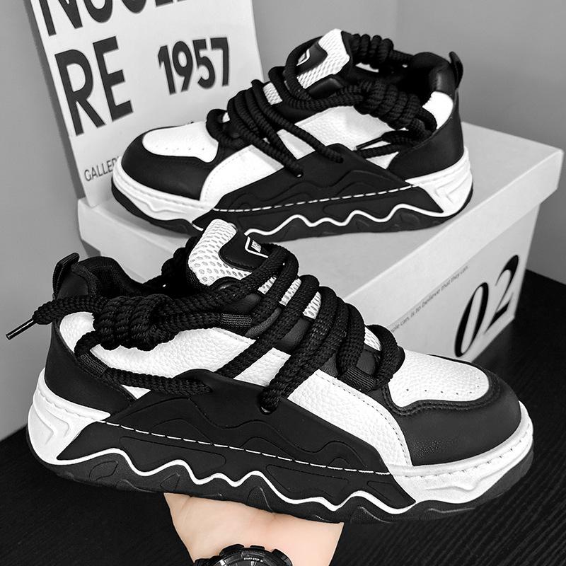 Trendy brand men's shoes 2024 new autumn breathable platform sports casual bread shoes junior high school students Internet celebrity dad trendy shoes