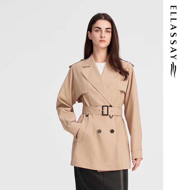 ELLASSAY Double-Breasted Loose Long Trench Coat XS