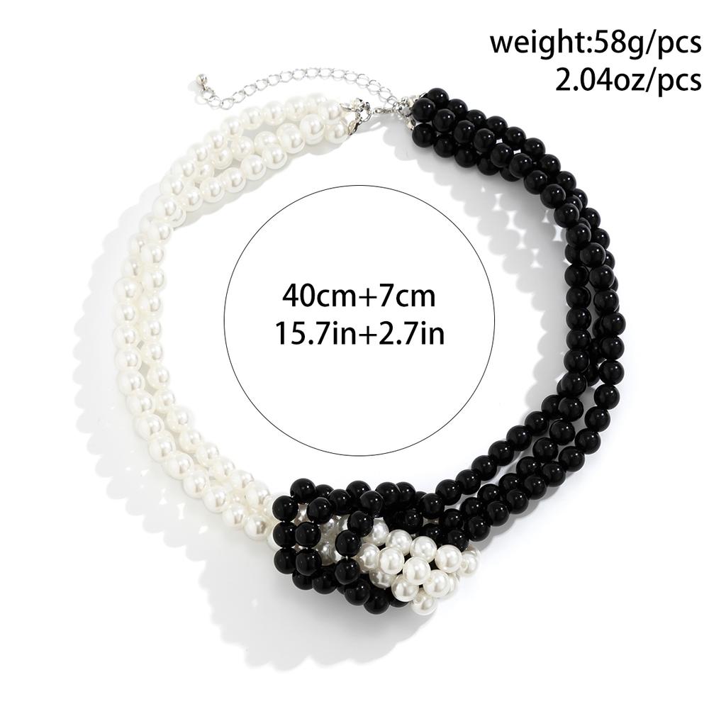 Salircon Collier Ras-de-cou Punk avec Chaîne Multi-couches de Perles Imitation et Nœud, Bijoux de Soirée pour Femmes