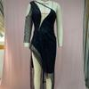 Women's Dreamy Aristocratic Party Dress Sexy High - Slit, Long - Sleeve, Sequined, Irregular Off - Shoulder Evening Gown