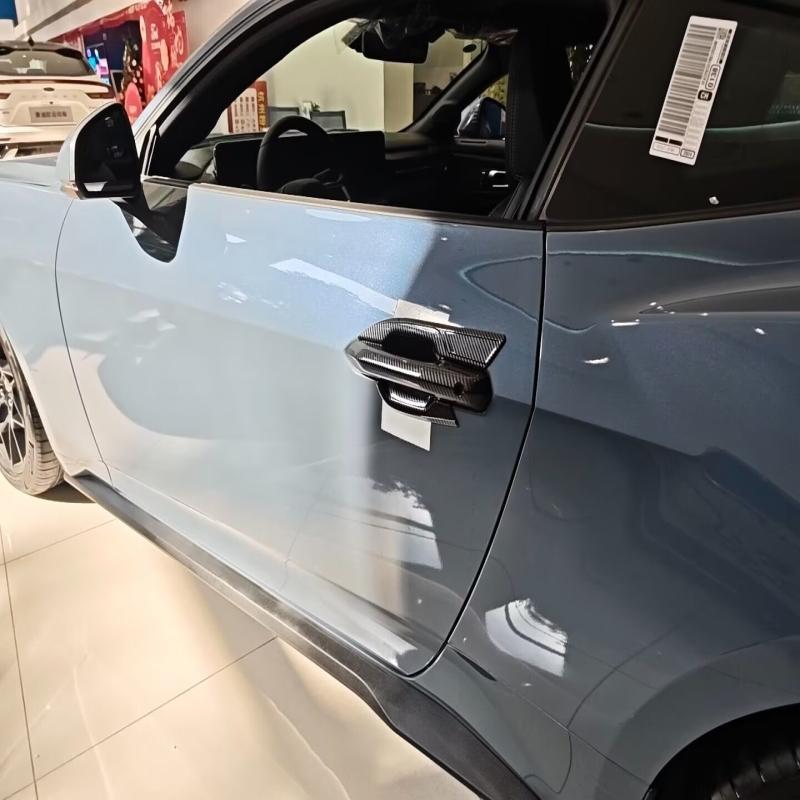 For Ford Mustang 2024 2025 ABS carbonfiber black Exterior Side Door Handle door Bowl sticker Cover Trim External accessories