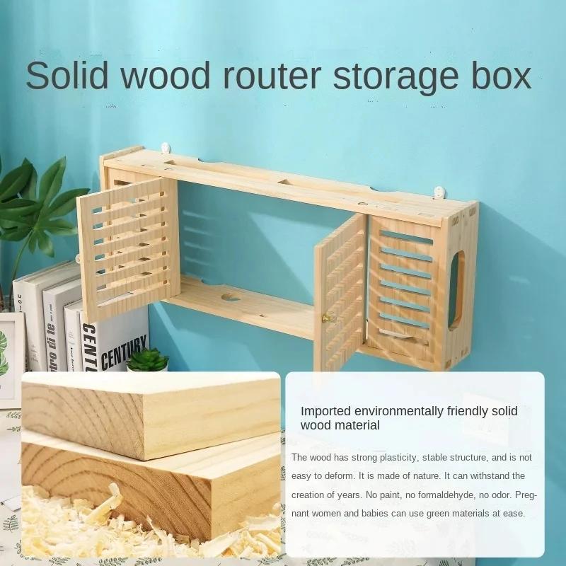 Wooden Wall Mounted Router Organizer Box for WiFi Modem TV Set Top Box Storage with Cable Management Home Decor