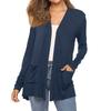 Women's Fashion Solid-Colour Long-Sleeved Pocketed Slim-Fit Cardigan Jacket