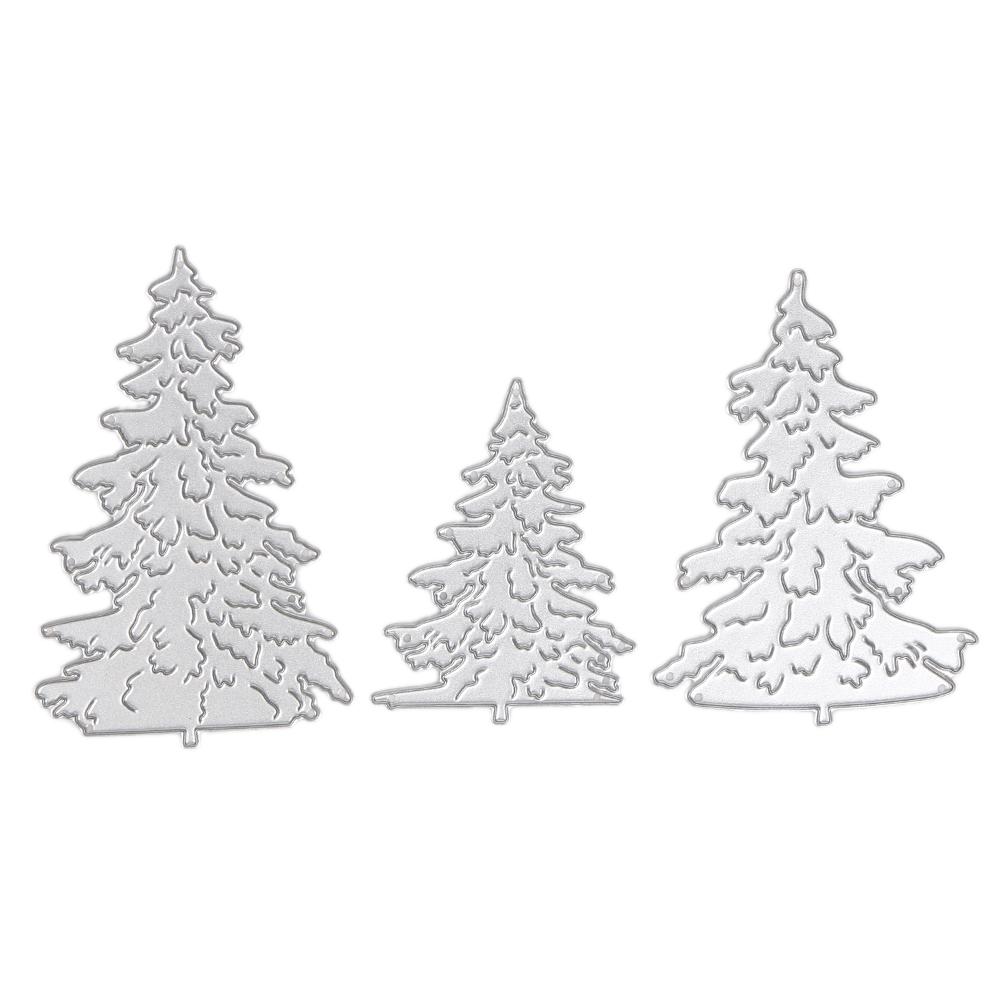 3pcs Die Cuts Christmas Tree DIY Cutting Template Decorative Embossing Solid Color Mini for Card Making for Scrapbooking