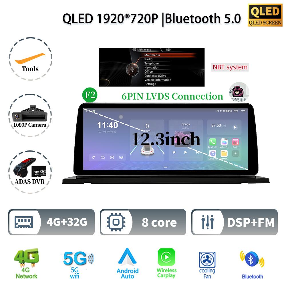 12.3" For BMW 5 Series F07 GT 2011-2017 Android 14 Car Radio Multimedia Stereo 4G GPS Navigation WIFI Wireless BT CarPlay Screen