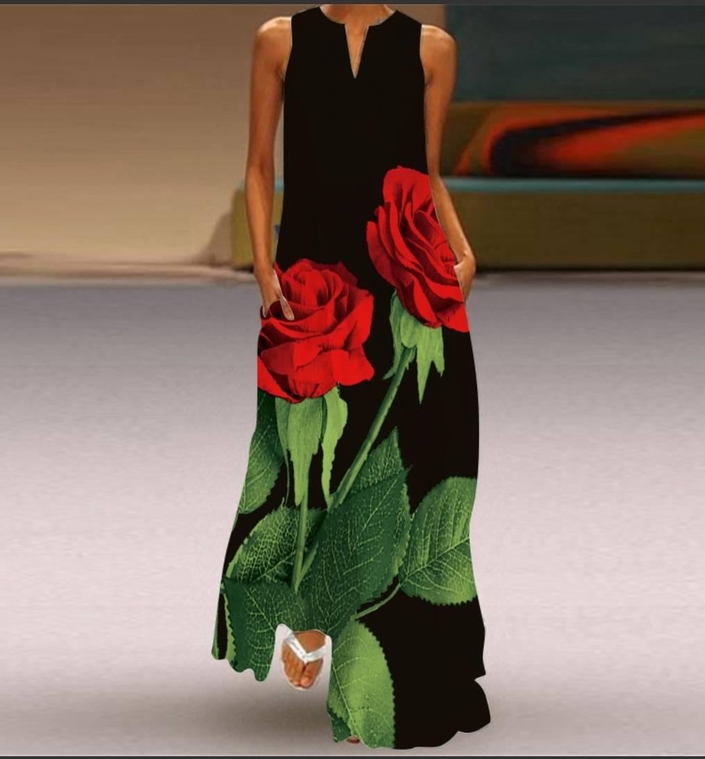 

Женские винтажные платья с принтом, летнее длинное платье без рукавов с v-образным вырезом в стиле бохо, женские повседневные элегантные платья макси для пляжной вечеринки, Vestidos XL